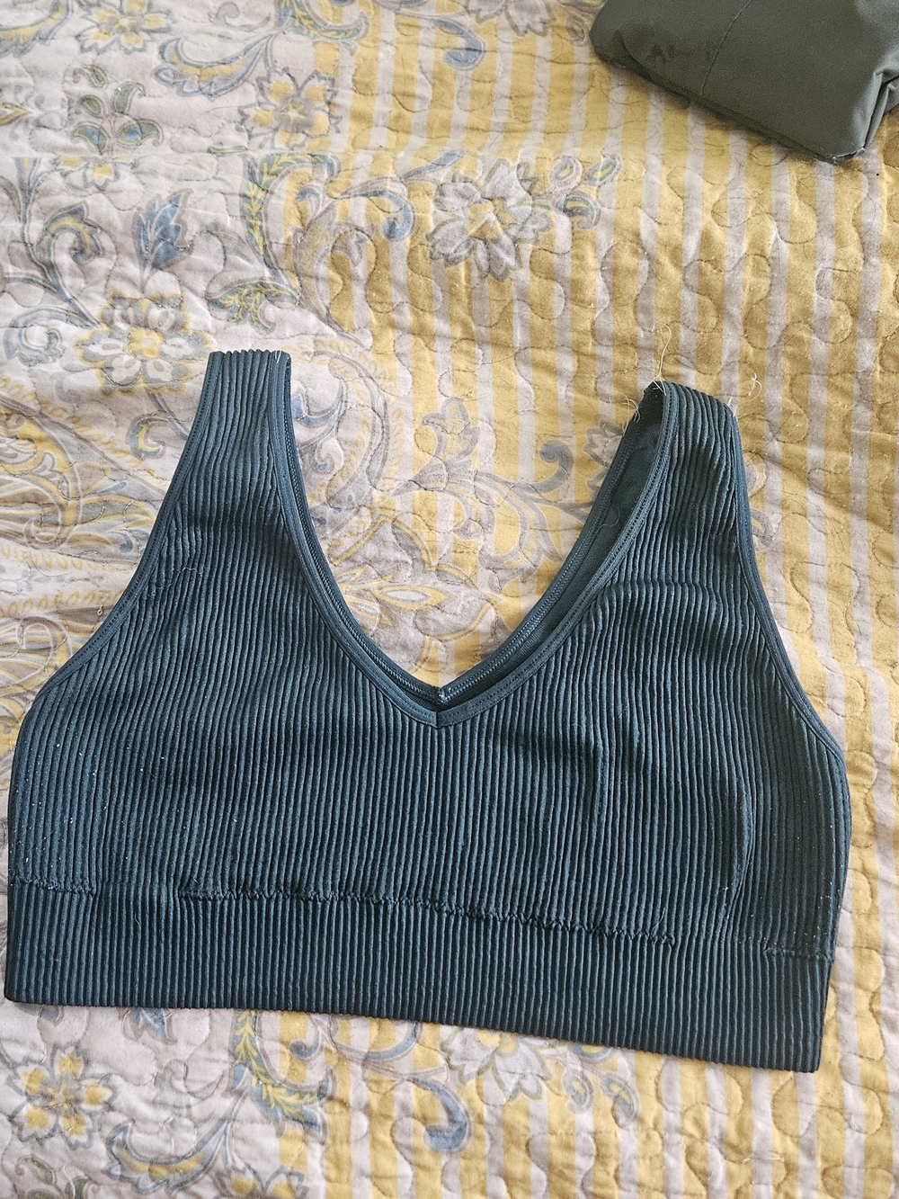aerie Ribbed V-Neck Bralette in Teal
